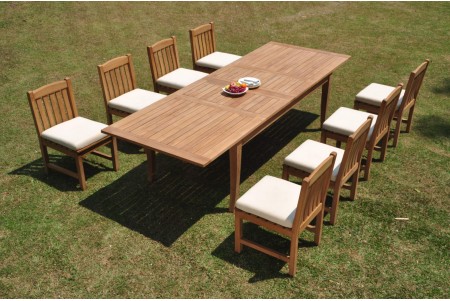 9 PC Dining Set - 122" Atnas Rectangle Table & 8 Devon Armless Chairs