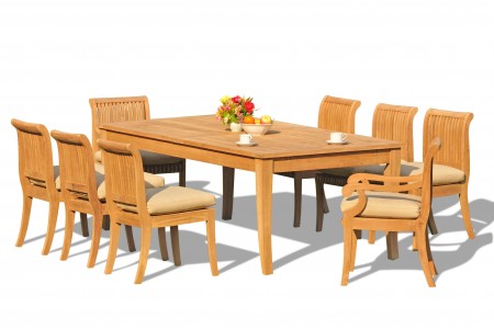 9 PC Dining Set - 122" Atnas Rectangle Table & 8 Giva Chairs (2 Arms + 6 Armless)