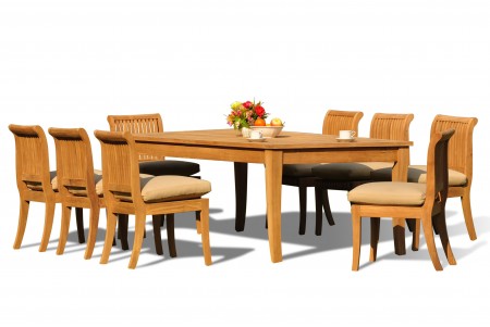 9 PC Dining Set - 122" Atnas Rectangle Table & 8 Giva Armless Chairs