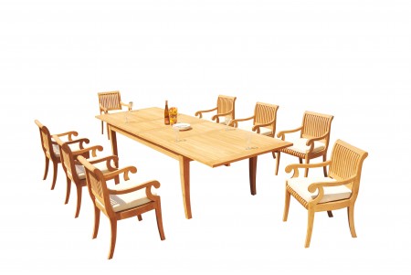9 PC Dining Set - 122" Atnas Rectangle Table & 8 Giva Arm Chairs