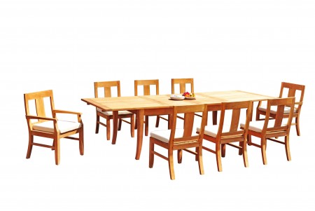 9 PC Dining Set - 122" Atnas Rectangle Table & 8 Osbo Chairs (2 Arms + 6 Armless)
