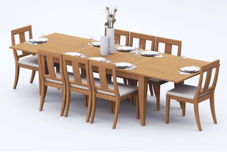 9 PC Dining Set - 122" Atnas Rectangle Table & 8 Osbo Armless Chairs