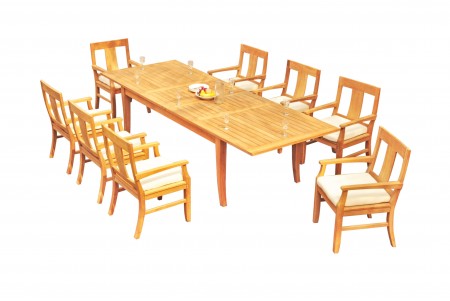 9 PC Dining Set - 122" Atnas Rectangle Table & 8 Osbo Arm Chairs