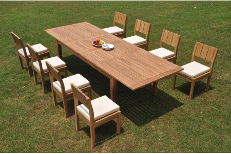 9 PC Dining Set - 122" Atnas Rectangle Table & 8 Vera Armless Chairs