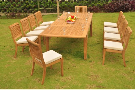 11 PC Dining Set - 122" Caranas Rectangle Table & 10 Arbor Stacking Armless Chairs