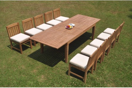 13 PC Dining Set - 122" Caranas Rectangle Table & 12 Devon Armless Chairs