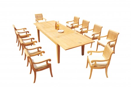11 PC Dining Set - 122" Caranas Rectangle Table & 10 Giva Arm Chairs