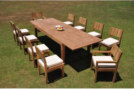 11 PC Dining Set - 122" Caranas Rectangle Table & 10 Vera Chairs (2 Arms + 8 Armless)