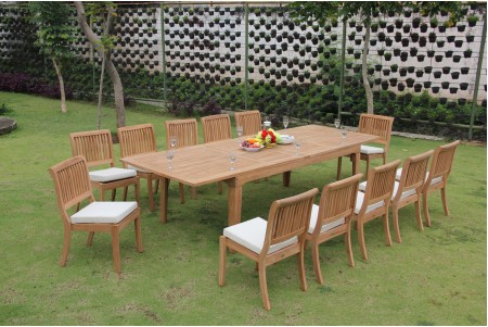 13 PC Dining Set - 122" Caranas Rectangle Table & 12 Arbor Stacking Armless Chairs