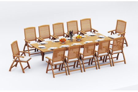 13 PC Dining Set - 122" Caranas Rectangle Table & 12 Ashley Arm Chairs