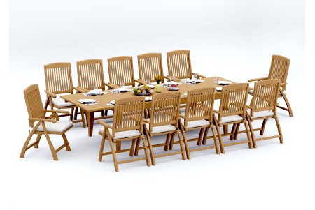13 PC Dining Set - 122" Caranas Rectangle Table & 12 Marley Arm Chairs