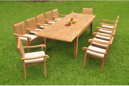 13 PC Dining Set - 122" Caranas Rectangle Table & 12 Napa Stacking Arm Chairs