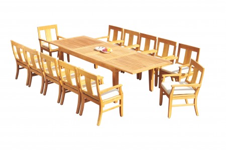 13 PC Dining Set - 122" Caranas Rectangle Table & 12 Osbo Arm Chairs