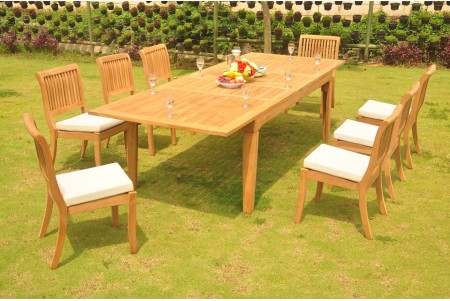 9 PC Dining Set - 122" Caranas Rectangle Table & 8 Arbor Stacking Armless Chairs