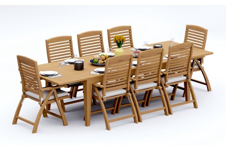 9 PC Dining Set - 122" Caranas Rectangle Table & 8 Ashley Arm Chairs