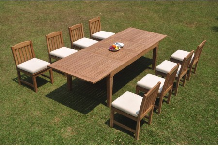 9 PC Dining Set - 122" Caranas Rectangle Table & 8 Devon Armless Chairs