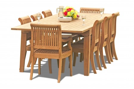 9 PC Dining Set - 122" Caranas Rectangle Table & 8 Giva Chairs (2 Arms + 6 Armless)