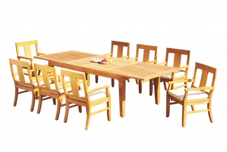 9 PC Dining Set - 122" Caranas Rectangle Table & 8 Osbo Arm Chairs