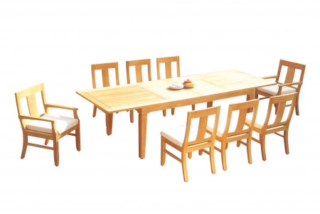 9 PC Dining Set - 122" Caranas Rectangle Table & 8 Osbo Chairs (2 Arms + 6 Armless)