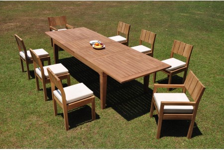 9 PC Dining Set - 122" Caranas Rectangle Table & 8 Vera Chairs (2 Arms + 6 Armless)