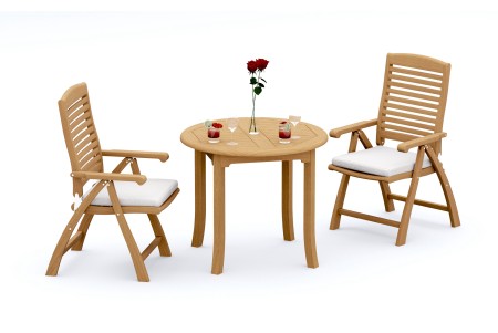 3 PC Dining Set - 36" Round Table & 2 Ashley Arm Chairs 
