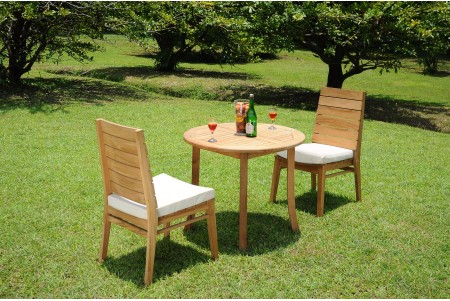 3 PC Dining Set - 36" Round Table & 2 Charleston Stacking Arm Chairs 
