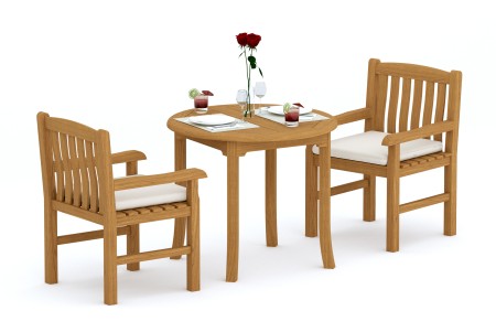 3 PC Dining Set - 36" Round Table & 2 Devon Arm Chairs 