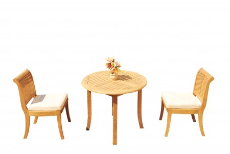3 PC Dining Set - 36" Round Table & 2 Giva Armless Chairs 