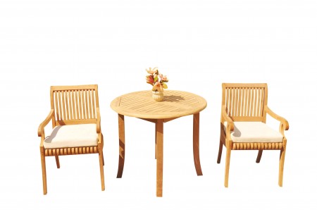 3 PC Dining Set - 36" Round Table & 2 Giva Arm Chairs 