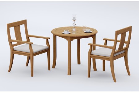 3 PC Dining Set - 36" Round Table & 2 Osbo Arm Chairs 