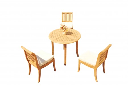 4 PC Dining Set - 36" Round Table & 3 Giva Armless Chairs 