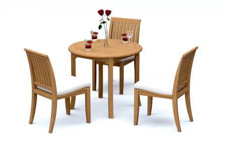 3 PC Dining Set - 36" Round Table & 2 Lagos Armless Chairs 