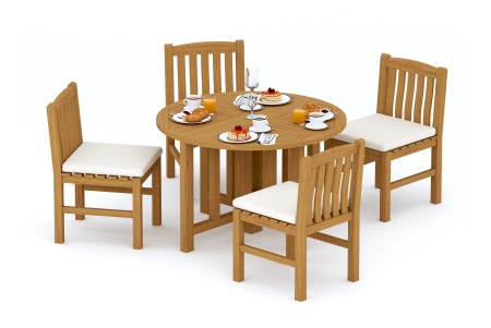 5 PC Dining Set - 48" Round Butterfly Table & 4 Devon Armless Chairs