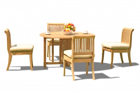 5 PC Dining Set - 48" Round Butterfly Table & 4 Giva Armless Chairs