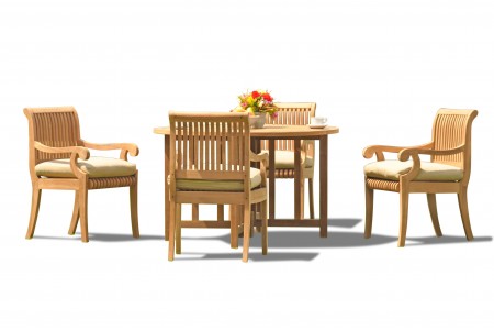5 PC Dining Set - 48" Round Butterfly Table & 4 Giva Arm Chairs 