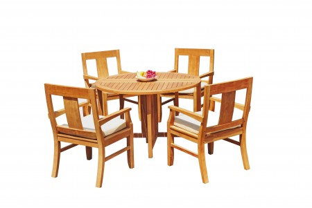 5 PC Dining Set - 48" Round Butterfly Table & 4 Osbo Arm Chairs 