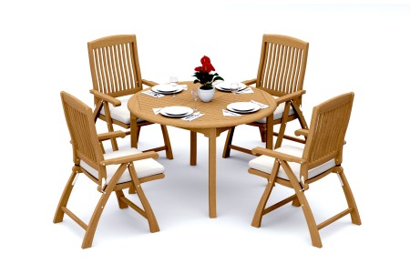 5 PC Dining Set - 48" Round Table & 4 Marley Arm Chairs 