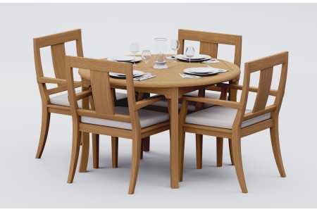 5 PC Dining Set - 48" Round Table & 4 Osbo Arm Chairs 