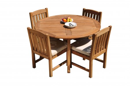 5 PC Dining Set - 52" Round Table & 4 Devon Armless Chairs