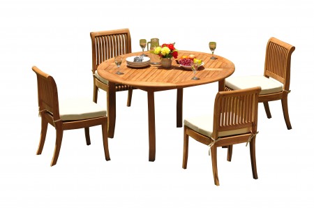 5 PC Dining Set - 48" Round Table & 4 Giva Armless Chairs