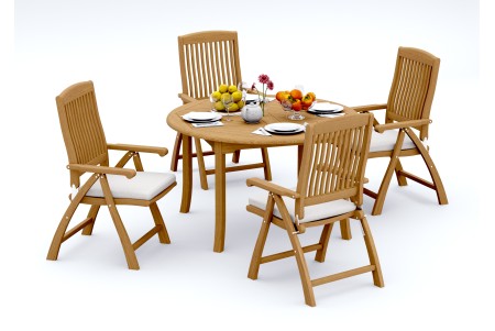 5 PC Dining Set - 52" Round Table & 4 Marley Arm Chairs 