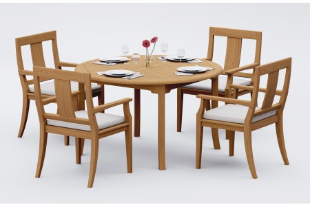 5 PC Dining Set - 52" Round Table & 4 Osbo Arm Chairs 