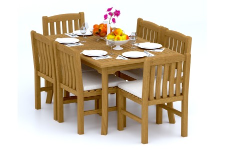 7 PC Dining Set - 60" Rectangle Table & 6 Devon Armless Chairs 