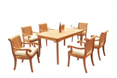 7 PC Dining Set - 60" Rectangle Table & 6 Giva Arm Chairs 