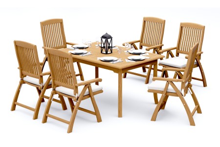 7 PC Dining Set - 60" Rectangle Table & 6 Marley Arm Chairs 