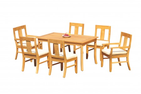 7 PC Dining Set - 60" Rectangle Table & 6 Osbo Chairs (2 Arms + 4 Armless) 