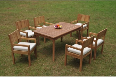 7 PC Dining Set - 60" Rectangle Table & 6 Vera Arm Chairs 