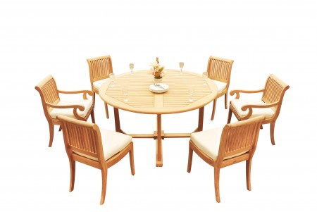 7 PC Dining Set - 60" Round Table & 6 Giva Chairs (2 Arms + 4 Armless) 