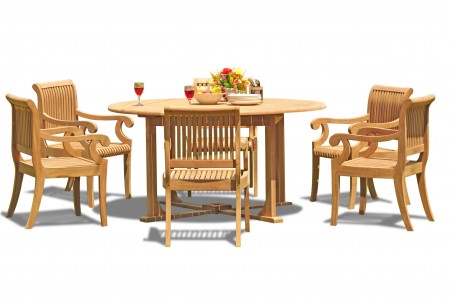 7 PC Dining Set - 60" Round Table & 6 Giva Arm Chairs 