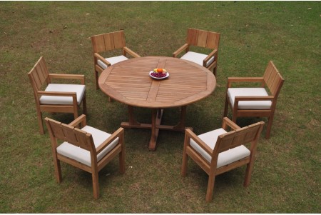 7 PC Dining Set - 60" Round Table & 6 Vera Arm Chairs 